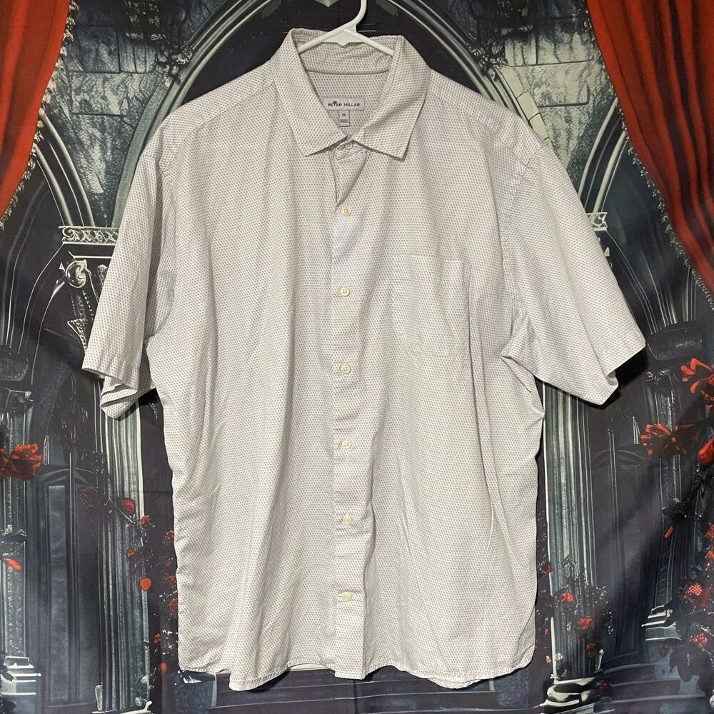 Peter Millar Square Pattern Button Down Casual Men's Shirt XL CountryClub Wear